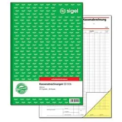 Kassenabrechnung Sigel SD006, selbstdurchschreibend, DIN A4, 2 x 40 Blatt