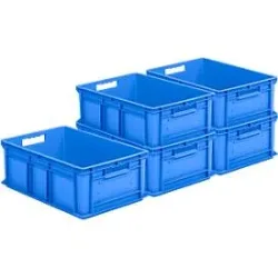 Kasten im EURO-Mass EF 6220, ohne Deckel, 42 l, 5 Stück, blau