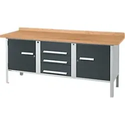 Kastenwerkbank Schäfer Shop Select PW 200-4, Buche Multiplexplatte, bis 750 kg, B 2000 x T 700 x H 840 mm, Anthrazit