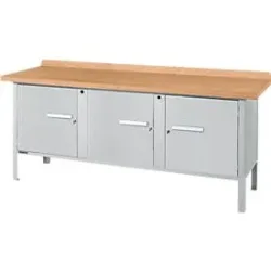 Kastenwerkbank Schäfer Shop Select PW 200-3, Buche Multiplexplatte, bis 750 kg, B 2000 x T 700 x H 840 mm, Weissaluminium