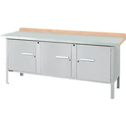 Kastenwerkbank Schäfer Shop Select PW 200-3, Buche Multiplexplatte, mit Stahlabdeckung, bis 750 kg, B 2000 x T 700 x H 840 mm, Weissaluminium