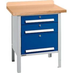 Kastenwerkbank Schäfer Shop Select PWi 75-7, Buche-Dekor Multiplexplatte, bis 750 kg, B 750 x T 700 x H 840 mm