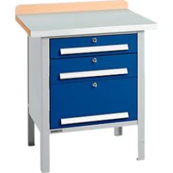 Kastenwerkbank Schäfer Shop Select PWi 75-7, Buche-Dekor Multiplexplatte, mit Stahlabdeckung, bis 750 kg, B 750 x T 700 x H 840 mm