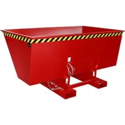 Kippbehälter AK 150, mit Abrollsystem, 1500 l, 1000 kg, L 1420 x B 2280 x H 1070 mm, RAL 3000 rot