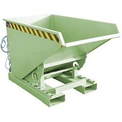 Bauer® Kippbehälter mit Abrollmechanik, lackiert, Volumen 0,3 m³, RAL 6011 resedagrün