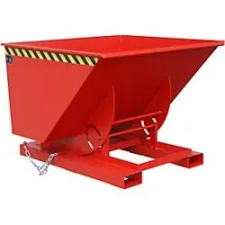 Bauer® Kippbehälter mit Abrollmechanik, TK 1.000 kg, lackiert, Volumen 1 m³, RAL 3000 feuerrot