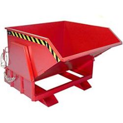 Bauer® Kippbehälter mit Abrollmechanik Premium, breite Bauform, lackiert, ohne Deckel, Volumen 1 m³, RAL 3000 feuerrot