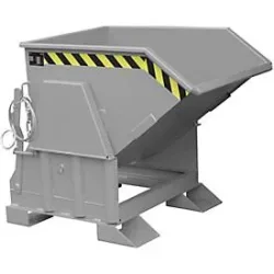 Bauer® Kippbehälter mit Abrollmechanik Premium, breite Bauform, lackiert, ohne Deckel, Volumen 0,3 m³, RAL 7005 mausgrau
