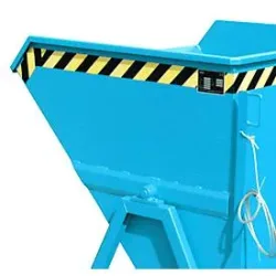 Kippmulde Bauer KS 550, Stahl, blau, B 1245 x T 1200 x H 1170 mm, 550 l, bis 1000 kg, Rollen, Manuelle Kippvorrichtung