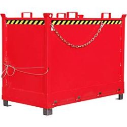 Bauer® Klappbodenbehälter, 3-fach stapelbar, lackiert, Volumen 2 m³, RAL 3000 feuerrot