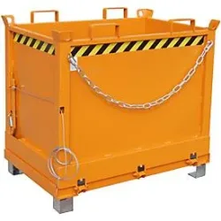 Bauer® Klappbodenbehälter, 3-fach stapelbar, lackiert, Volumen 0,75 m³, RAL 2000 gelborange