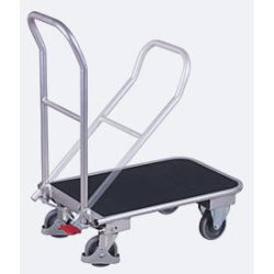 Klappbügelwagen, Aluminium/ Riffelblech, Gummi, alusilber/schwarz, L 720 x B 450 mm, klappbarer mit Querstrebe, TPE-Rollen mit EasySTOP, bis 150 kg