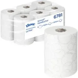 Kleenex Ultra Slimroll Falthandtücher Gerollt Weiss 2-lagig 6781 6 Rollen à 100 m