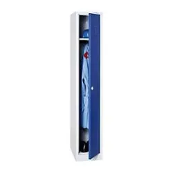 Kleiderspind, B 300 x H 1800 mm, lichtgrau/enzianblau RAL 7035/5010, Drehriegelverschluss