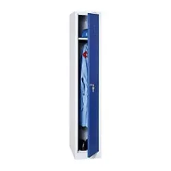 Kleiderspind, B 300 x H 1800 mm, lichtgrau/enzianblau RAL 7035/5010, Zylinderschloss