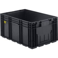 Kleinladungsträger R-KLT 6129 ESD, Kunststoff, B 600 x T 400 mm, bis 20 kg, schwarz ableitend