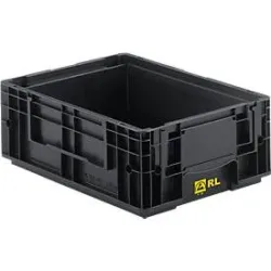 Kleinladungsträger RL-KLT 4047 ESD, Kunststoff, B 400 x T 300 mm, bis 20 kg, schwarz ableitend