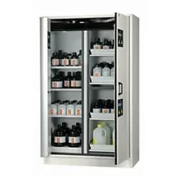 Kombi-Sicherheitsschrank Typ 30 asecos K-PHOENIX-30, Flügel- und Falttüren mit Türfeststellanlage, Front Lichtgrau, B 1202 x T 598 x H 1968 mm