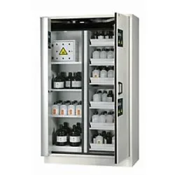 Kombi-Sicherheitsschrank Typ 30 asecos K-PHOENIX-30, Flügel- und Falttüren mit Türfeststellanlage, Front Lichtgrau, B 1202 x T 599 x H 1968 mm
