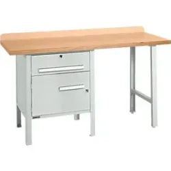 Kombiwerkbank Schäfer Shop Select PWi 150-2, Buche Multiplexplatte, bis 750 kg, B 1500 x T 700 x H 840 mm, Lichtgrau