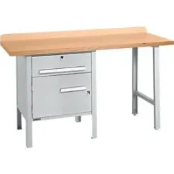 Kombiwerkbank Schäfer Shop Select PWi 150-2, Buche Multiplexplatte, bis 750 kg, B 1500 x T 700 x H 840 mm, Weissaluminium