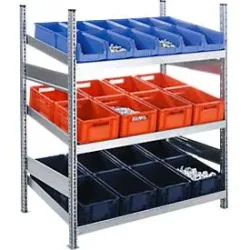 Komplettregal MBR 3000, Grundfeld, 3 schräge Fachebene, 1536 x 600 x 1004 mm