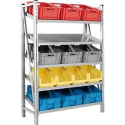 Komplettregal R 7000, 5 schräge Fachebenen, T 800 x B 1283 mm