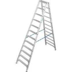 KRAUSE STABILO Doppelleiter R13 2x12 Stufen, 80 mm Lochbild selbstreinigend, hochfeste Alu-Gelenke, SafetyCap