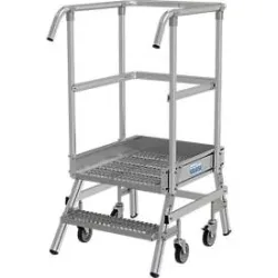 KRAUSE® STABILO fahrbare Podestleiter, einseitig begehbar, Profilrost R13, 2 Stufen