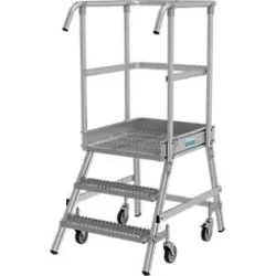 KRAUSE® STABILO fahrbare Podestleiter, einseitig begehbar, Profilrost R13, 3 Stufen