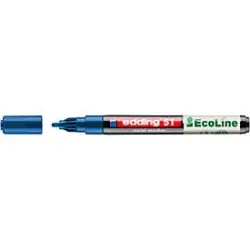 Lackmarker Edding 51 EcoLine, Schreibfarbe Blau, Rundspitze, Strichstärke 1-2 mm, mit Kappe, wasserbasiert, nachfüllbar, 10 Stück