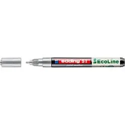 Lackmarker Edding 51 EcoLine, Schreibfarbe Silber, Rundspitze, Strichstärke 1-2 mm, mit Kappe, wasserbasiert, nachfüllbar, 10 Stück