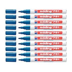Lackmarker EDDING 751, 10 Stück, Rundspitze, Strichbreite 1-2 mm, blau, 10 Stück