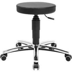 Laborhocker Topstar Tec 70, desinfektionsmittelbeständig, gepolstert, Hartbodenrollen, Ø 35 x H 390 ? 520 mm, schwarz