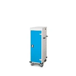 Laptopwagen mit Ladefunktion, 2-Punkt-Verriegelung, CH-Stecker, Feststellbremse, 10 Fächer, B 530 x T 1250 x H 500, lichtblau