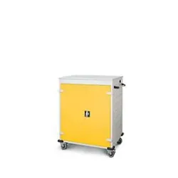 Laptopwagen mit Ladefunktion, 2-Punkt-Verriegelung, CH-Stecker, Feststellbremse, 16 Fächer, B 920 x T 500 x H 1060, gelb