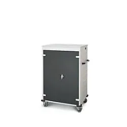 Laptopwagen mit Ladefunktion, 2-Punkt-Verriegelung, CH-Stecker, Feststellbremse, 20 Fächer, B 920 x T 500 x H 1250, anthrazit