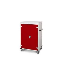 Laptopwagen mit Ladefunktion, 2-Punkt-Verriegelung, CH-Stecker, Feststellbremse, 20 Fächer, B 920 x T 500 x H 1250, weinrot
