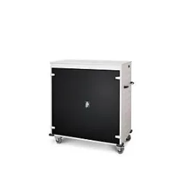 Laptopwagen mit Ladefunktion, 2-Punkt-Verriegelung, CH-Stecker, Feststellbremse, 30 Fächer, B 1310 x T 500 x H 1250, schwarz