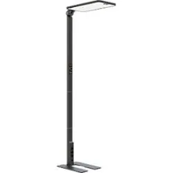 LED Stehleuchte STARIS, 80 W, 10070 lm, 3000 - 6000 K, dimmbar, direkt/indirekt leuchtend, für Bildschirmarbeitsplätze, Tageslichtsensor, 3 Steckdosen, schwarz