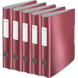 LEITZ® Ordner Active Style, DIN A4, Rückenbreite 65 mm, 5 Stück, granat rot