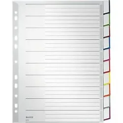 Leitz Blanko Register DIN A4 Überbreite Grau Mehrfarbig, Weiß 10-teilig PP (Polypropylen) 11 Löcher 4370
