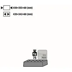 Lochblecheinsatz Standard für asecos Sicherheitsschränke der UB90 Serie, Stahlblech, lichtgrau, B 442 x T 345 x H 70 mm, bis 75 kg