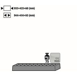 Lochblecheinsatz Standard für asecos Sicherheitsschränke der UB90 und UB30 Serie, Stahlblech, lichtgrau, B 955 x T 425 x H 60 mm, bis 75 kg