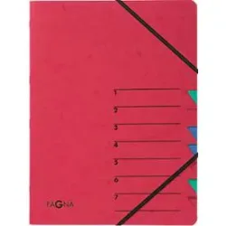 PAGNA Dokumentenmappe Easy, DIN A4, Gummizugverschluss, 7-teilig, rot