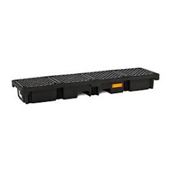 PE-Auffangwanne CEMO 220/4e, mit 4 PE-Gitterrosten, B 2450 x T 660 x H 260 mm, 215 l, für 4 x 200 l Fässer, bis 1200 kg