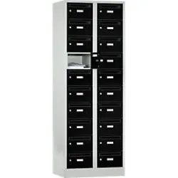 Postverteilerschrank, mit Einwurfschlitz, 2 Abteile, Sicherheitszylinderschloss, tiefschwarz