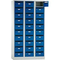 Postverteilerschrank, mit Einwurfschlitz, 3 Abteile, Sicherheitszylinderschloss, enzianblau