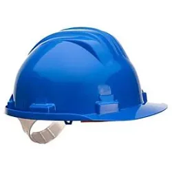 Portwest Arbeits-Sicherheitshelm PS61, unbelüftet, mit Schirm, Regenrinne, verstellbares Kopfteil, PEHD, royalblau