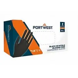 Portwest Einmalhandschuhe HD Nitril, ungepudert, Crystal-Grip-Technologie, Stärke 7 mm, Nitrilgummi, XXL, schwarz, Box mit 100 Stück